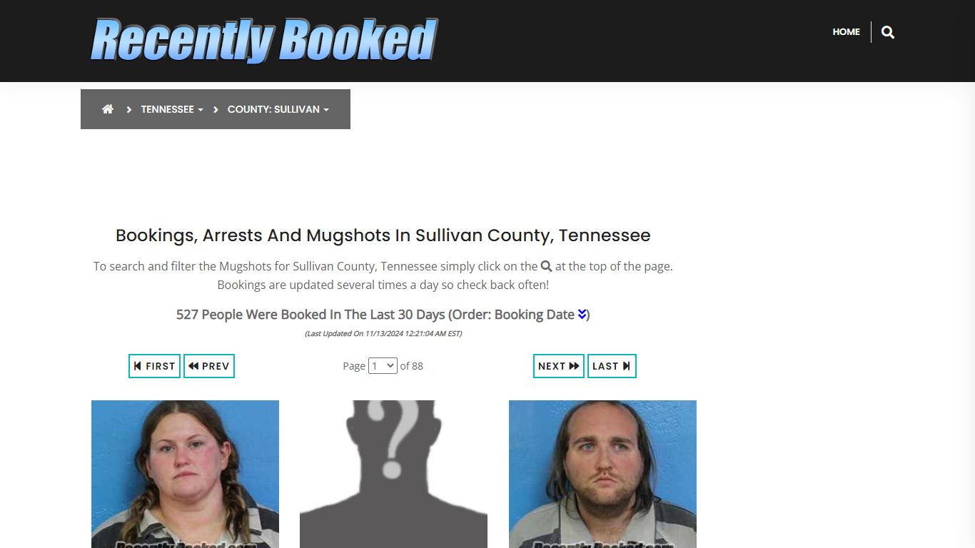 Bookings, Arrests and Mugshots in Sullivan County, Tennessee